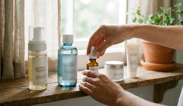 Cilt bakım ürünleri hangi sırayla kullanılır sorusunu anlatan serum uygulama rutini